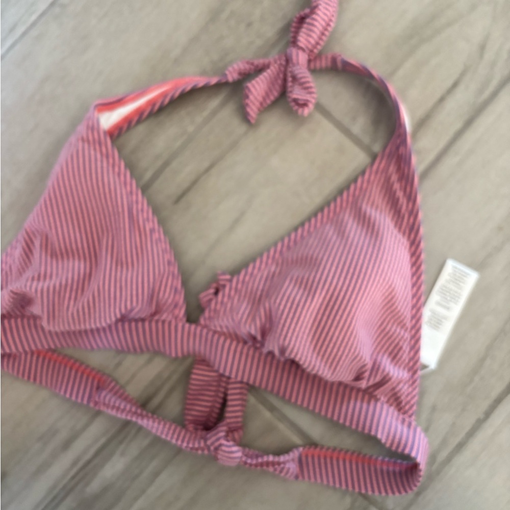 Salt Life Pink & Blue Triangle Striped Bikini‎ Top size Large